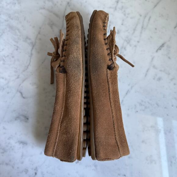 Minnetonka 407T Suede Fringe Moccasins Caramel Brown Women’s 8.5 - Picture 5 of 12